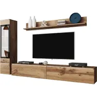 Mirjan 24 Wohnwand Vera I, Stilvoll Wohnzimmer-Set, TV-Schrank, Modern Mediawand (Wotan, mit Beleuchtung)