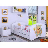 BDW , Kinderbett mit Matratze, Lattenrost, Schublade, LABU, Weiß, 180x90