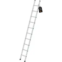 Proregal Sprossen-Anlegeleiter Germany | 10 Sprossen | Arbeitshöhe 4,10m | 350mm breit ohne Traverse | Traglast 150kg | Alu