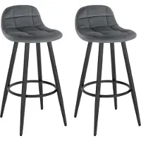 Woltu 2er Set Barhocker, Barstuhl, gepolsterter Küchenhocker, mit Samtbezug, Rückenlehne und Fußstütze, Design Hocker, Tresenhocker, Thekenhocker, Sitzhöhe 70 cm, Dunkelgrau