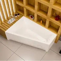 ECOLAM Badewanne RITA Trapezwanne Eckwanne Trapezform 160x100 cm links + Schürze Acryl Siphon Viega Füße Silikon Acrylwanene