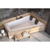 ECOLAM Badewanne Intima Duo Slim Eckwanne für Zwei 180x125 cm RECHTS + 2x Kopfstütze Ab- und Überlauf Automatik Füße Silikon