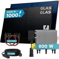 SUNNIVA 1000W Balkonkraftwerk BIFAZIAL FULLBLACK komplett Steckdose DEYE 800W Wechselrichter, PV Solaranlage, 5m Kabel, Bluetooth WIFI