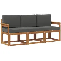 vidaXL Outdoor-Sofagarnitur 3 stk. Natur und Anthrazit