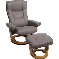 Robas Lund MCA Relaxsessel Halifax, Fernsehsessel Hocker, Stoff/Textil 130kg belastbar hellgrau, naturbraun