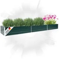 DELUKE Hochbeet für Garten OSKAR Grün | 480x80x45cm | Verzinkter Stahl | Wetterfest | Gartenbeet Kräuterbeet Blumenbeet Beet hoch Frühbeet für Garten Gemüsebeet