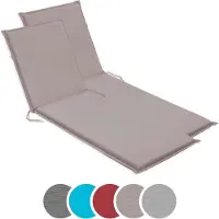 Sleepling 2er Set Gartenliege Auflage, Polster Sonnenliege, 190 x 58 cm, 6 cm dick, taupe,