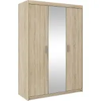 Masseno Drehtürenschrank ELENORA 133 cm Kleiderschrank Schlafzimmer Schrank 3-türig mit Spiegel Sonoma Eiche