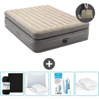 OEM Luftmatratze für 2 Personen - 152 x 203 x 51 cm - Grau - Komplett mit Pump, Bettwäsche, Kissen, Reparaturset und Kissenbezug