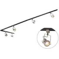 QAZQA - Modern Schienensystem I Spotlight I Deckenspot I Deckenstrahler I Strahler mit 5-flammig Spot I Spotlight I Deckenspot I Deckenstrahler I Strahler I Lampe I Leuchtes 1-phasig schwarz mit Stahl