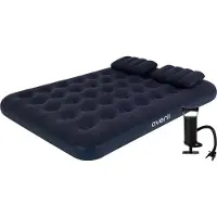 Avenli 24032 Aufblasbare Matratze mit Handpumpe, 2 Kissen, 191 x 137 x 22 cm, blau