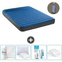 Intex Luftbett - 2 Personen - 152 x 203 x 22 cm - Blau - Inklusive Pumpe - Spannbettuch - Küssen - Reperaturset en Kissenschutz