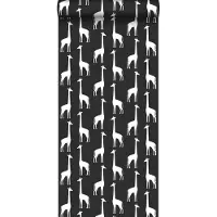 ESTAhome Tapete Giraffen Schwarz-Weiß 0,53 x 10,05 m 139062