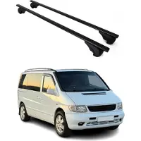 Omac Dachträger Grundtäger für Mercedes Vito W638 1996-2003 75kg Metall Schwarz 2 tlg