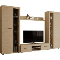 Mirjan 24 Wohnwand Farso XL, Modernes Wohnzimmer-Set, Schrankwand, Stilvoll Mediawand, TV-Möbel (ohne Beleuchtung, Geölte Eiche)
