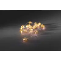 Konstsmide - LED Dekolichterkette, goldfarbene Metall-Drahtkugeln, 20 warm weiße Dioden, batteriebetrieben, Innen, transparentes Kabel, 3 x AA 1.5V (exkl.); 3154-803