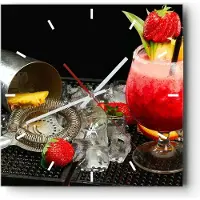 ARTTOR Wanduhr - Quadrat - Glasuhr - Alkohol aperitif cocktail getränk - 40x40cm - Schleichendes Uhrwerk - Lautlos - zum Aufhängen bereit - Dekoration Modern - Wanddekoration aus Glas - C3AC40x40-2257