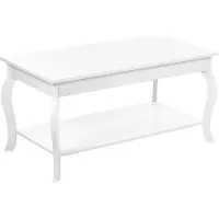 Beliani Couchtisch Weiß MDF- und Faserplatte 55 x 100 cm mit Ablage Rechteckig Retro Klassisch Salon Wohnzimmer Diele Flur Esszimmer Schlafzimmer Möbel