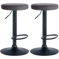 DELUKE 2er Set Barhocker KAZON - Samt Dunkelgrau 38.5x38.5x60 cm Schwarz | Barstuhl Höhenverstellbar Drehbar Tresenhocker Tresenstuhl Kneipenhocker