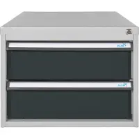 Proregal Schubladenbox mit 2 Schubladen für Werkbank Rhino| HxBxT 40x53x70cm | Traglast 60kg | Lichtgrau/Anthrazitgrau