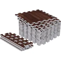 Gorilla Sports Bodenschutzmatte - Set, 18 Stücke, 30x30cm, EVA, Rutschfest, Holzoptik - Bodenmatte, Schutzmatte, Puzzlematte, Fitness Unterlegmatte