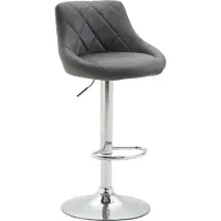DELUKE Barhocker FALON - Kunstleder Grau 46x49x83 cm Silber | Barstuhl Mit Lehne Drehbar Tresenhocker Tresenstuhl Kneipenhocker Kneipenstuhl
