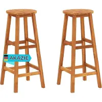 DELUKE Barhocker DENI 2er Set Massivholz Akazie | Barstühle Küchenhocker Thekenhocker für Küche Hausbar