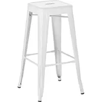 DELUKE Barhocker DOLAN - Metall Weiß 43x43x76 cm | Barstuhl Tresenhocker Tresenstuhl Kneipenhocker Kneipenstuhl