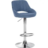 DELUKE Barhocker SEGAD - Stoff Blau 46.5x48x85 cm Silber | Barstuhl Mit Lehne Tresenhocker Tresenstuhl Kneipenhocker Kneipenstuhl