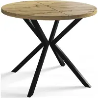 Alpi Möbel Alpi Moebel, Runder Esstisch Loft Liten, Modern Ausziehbarer Tisch 120-200 cm, Mattbraun mit Schwarz Metallbeinen