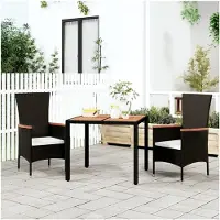 Markenlos Gartentisch mit Holzplatte aus Poly Rattan und Akazienholz in Schwarz