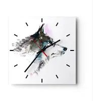 ARTTOR Wanduhr - Quadrat - Glasuhr - Hund Illustration Fantasie - 30x30cm - Schleichendes Uhrwerk - Lautlos - zum Aufhängen bereit - Dekoration Modern - Wanddekoration aus Glas - C3AC30x30-3100