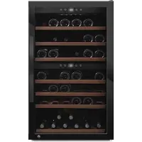 mQuvée Freistehender Weinkühlschrank - WineExpert 66 Fullglass Black | 2 Temperaturzonen | Kapazität 66 Flaschen | Kompressor | Schloss | UV-Glastür