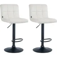 DELUKE 2er Set Barhocker REZAR - Samt Creme 46x47x94 cm Schwarz | Barstuhl Mit Lehne Tresenhocker Tresenstuhl Kneipenhocker Kneipenstuhl