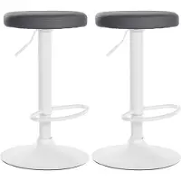 CLP 2er Set Barhocker Ponte Kunstleder höhenverstellbar und drehbar | Farbe grau Material Gestell Metall matt weiss