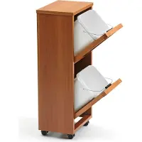 Arredamenti Italia Storage MADERA 2, Getrennter Abfallsammler, 2 herausnehmbare 12l-Körbe, Gestell und Details aus massiver Buche, - Farbe Kirsche