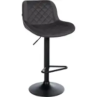 CLP Barhocker höhenverstellbar, Barstuhl Kasson drehbar mit Rückenlehne, modern schwarz Material Samt