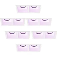 LEDVION - 6x Smart Einbaustrahler led White Dubly Square, 162x150x175 mm, dimmbar, 4,9W, GU10 RGB+CCT, 345 Lumen, Aluminium, IP20, moderne Deckenlegendes