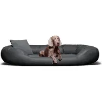 Tierlando Orthopädisches Hundebett Sammy VISCO | Kunstleder - High-Tech-Velours - Größe: 140x105cm | Farbe: 02 Graphit