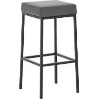 CLP Barhocker Montreal grau 80 cm Kunstleder Metall gepolstert mit Fußablage