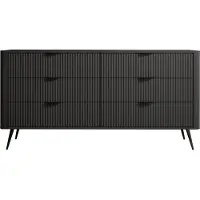 Mirjan 24 Kommode Lante 6S mit sechs Schubladen, Metallfüße und Aluminiumgriffe, 164x38x82 cm (Farbe: Schwarzer Graphit)