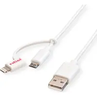 Roline USB 2.0 Sync- & Ladekabel (8-Pin / USB MicroB), weiß, 1 m