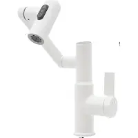 OEM Wasserhahn mit schwenkbarem Auslauf, LED-Temperaturanzeige, drei Wasserauslassmodi, Messingkonstruktion, WEISS