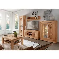 Lomadox Wohnmöbel Set 5-teilig, Kernbuche massiv geölt, montiert, WINNIPEG-69 mit Couchtisch