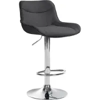 DELUKE Barhocker RAGAD - Stoff Dunkelgrau 49x51x85 cm Silber | Barstuhl Höhenverstellbar Mit Lehne Drehbar Tresenhocker Tresenstuhl Kneipenhocker