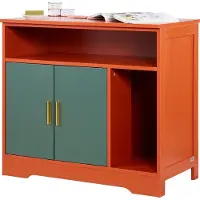 Vevor Katzenschrank 792x430x710 mm, Katzenklo Schrank mit Regal & Stauraum, Katzenhaus aus Holz im modernen Stil für den Innenbereich, passend für die meisten Katzentoiletten, Rot & Grün