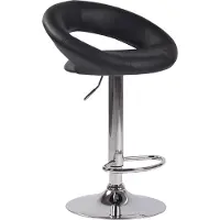 DELUKE Barhocker MEKIM - Kunstleder Schwarz 53x47x80 cm Silber | Barstuhl Höhenverstellbar Mit Lehne Drehbar Tresenhocker Tresenstuhl Kneipenhocker