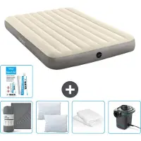 Intex Luftbett – 2 Personen – 152 x 203 x 25 cm – Beige – im Lieferumfang enthalten Spannbettuch - Küssen - Pumpe - Reperaturset en Kissenschutz