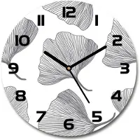 Tulup Wanduhr aus Glas 30fi Glasbild Glasuhr Gehärtetes Glas - schwarze-zeiger - Ginkgo