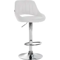 DELUKE Barhocker SEGAD - Kunstleder Weiß 47x48x85 cm Silber | Barstuhl Höhenverstellbar Mit Lehne Drehbar Tresenhocker Tresenstuhl Kneipenhocker Kneipenstuhl